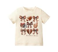 Tshirt Bianca Bambino - Magliette per Ragazze Maglietta a Maniche Corte per Il Giorno della Partita Stagione calcistica per Bambini Fiocco per Bambini Top Couette (White 3-6 Months)