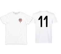 Tshirt bianca ispirata a Gigi Riva cotone 11 Cagliari italia vintage 4 mori