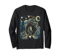 Tshirt Bigfoot Night Starry Night Sasquatch Van Gogh Sky Maglia a Manica