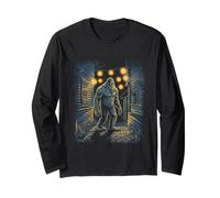 Tshirt Bigfoot Night Starry Night Sasquatch Van Gogh Sky Maglia a Manica