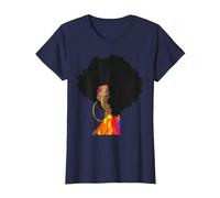 Tshirt Capelli Naturali Nero Regina Afro t-Shirt Maglietta, Donna, Navy, L