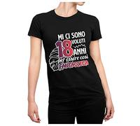 Tshirt Compleanno 18 Anni Donna Estate Mi Ci Sono Voluti 18 Anni - Idea Regalo Maglietta Divertente Manica Corta Nera Taglia S
