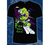 Tshirt da uomo Acid Brain Glow UV-Blacklight Rave Festival Psychedelic Goa Tr...