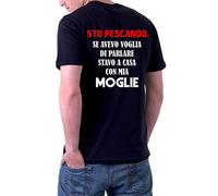 Tshirt Divertente Uomo STO pescando. Se Avevo Voglia di Pescare stavo a casa con mia Moglie - Pesca - Fishing - Humor - in Cotone