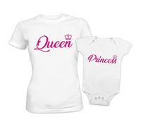 Tshirt Donna e Body intimo da giorno Neonato, Set Coordinato Madre e Bimba, Bimbo - Idea Regalo Festa Mamma (Principessa e Regina, Queen and Princess)