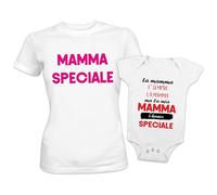 Tshirt Donna e Body intimo da giorno Neonato, Set Coordinato Madre e Bimba, Bimbo - Idea Regalo (La mia è davvero una Mamma Speciale)