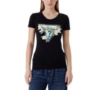tshirt donna maniche corte GUESS camelia triangle tshirt JetBla NERO 422436