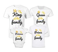 Tshirt Famiglia - King, Queen, Prince, Princess of The Family - Body Neonato - Festa Papà T-Shirt - Magliette Famiglia