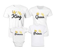 Tshirt Famiglia - King - Queen - Prince - The Princess of The Family - Body Neonato - Festa della Mamma - Magliette Famiglia