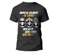 Tshirt Festa Addio al Celibato - 3 Scimmiette, Non Vedo Non Sento Non Parlo - Scimmie - Tshirt Divertenti - Amici dello Sposo