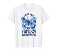 Tshirt grafica blu con farfalla puzzle autismo consapevolezza Maglietta