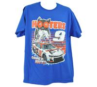 Tshirt Hooters Owl Racing Coming Hot Auto #9 Crew Neck Royal Per Adulti