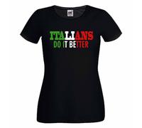 Tshirt Italians do it better stile madonna nera donna cotone tricolore Italia