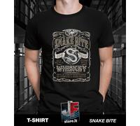 TSHIRT MAGLIETTA SNAKE BITE WHISKEY ALCOOL BAR BOTTLE SINGLE MALT DRINK SHOT
