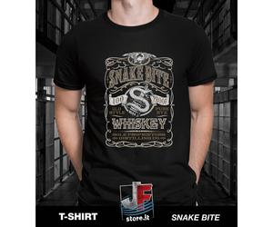 TSHIRT MAGLIETTA SNAKE BITE WHISKEY ALCOOL BAR BOTTLE SINGLE MALT DRINK SHOT
