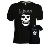 Tshirt nera band horror punk music rock metal Skull cotone uomo donna bambino