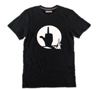 Tshirt OMBRE CINESI nera uomo cotone coniglio dito medio muro idea regalo