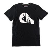 Tshirt OMBRE CINESI nera uomo cotone coniglio ombra sul muro idea regalo
