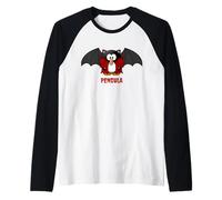 Tshirt Pinguino Vampiro per Halloween 2018 Maglia con Maniche Raglan