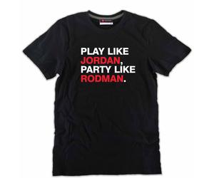 Tshirt Play like Jor Party like RODMAN Dennis basket bulls 90s nera cotone