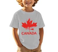 Tshirt Ragazzo 16 Anni - Maglietta a Maniche Corte per Bambini Casual Comoda e alla Moda Sportiva con Stampa a Foglia d'Acero per la Festa Nazionale Canadese Europea Giorno dell'indipendenza