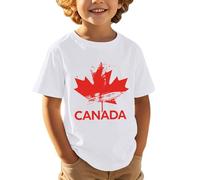Tshirt Ragazzo 16 Anni - Maglietta a Maniche Corte per Bambini Casual Comoda e alla Moda Sportiva con Stampa a Foglia d'Acero per la Festa Nazionale Canadese Europea Giorno dell'indipendenza