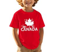 Tshirt Ragazzo - Maglietta a Maniche Corte per Bambini Casual Comoda e alla Moda Sportiva con Stampa a Foglia d'Acero per la Festa Nazionale Canadese Europea Giorno dell'indipendenza