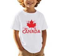 Tshirt Ragazzo - Maglietta a Maniche Corte per Bambini Casual Comoda e alla Moda Sportiva con Stampa a Foglia d'Acero per la Festa Nazionale Canadese Europea Giorno dell'indipendenza