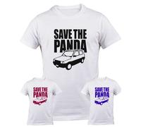 Tshirt Save the Panda bianca cotone stampe colorate 4x4 auto anni 80 e 90 motori