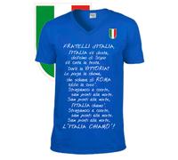 TSHIRT STAMPATA FRATELLI D'ITALIA MAGLIA ITALIA INNO NAZIONALE SCOLLO V BLUE