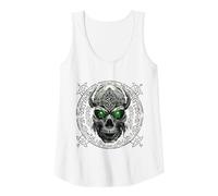 Tshirt Teschio in Vikings Design Regalo Vichingo Canotta, Donna, Bianco, S