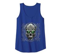 Tshirt Teschio in Vikings Design Regalo Vichingo Canotta, Donna, Blu Reale, L