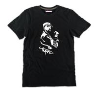Tshirt TUPAC SHAKUR nera cotone rapper hip hop 2pac rap king old school con tag