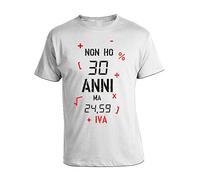 Tshirt Uomo Compleanno Non Ho 30 Anni ma 24,59 + Iva - Tshirt Simpatiche e Divertenti - Idea Regalo Manica Corta Bianca Taglia M
