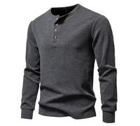 Tshirt Uomo - Maglietta Uomo Palestra Maglietta a Maniche Lunghe con Quattro Bottoni Comoda Camicia Casual con Scollo Rotondo da Indossare Tutti i Giorni e dallo Stile Versatile