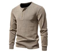 Tshirt Uomo - Maglietta Uomo Palestra Maglietta a Maniche Lunghe con Quattro Bottoni Comoda Camicia Casual con Scollo Rotondo da Indossare Tutti i Giorni e dallo Stile Versatile