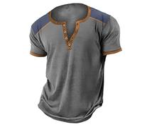 Tshirt Uomo Manica Corta, Henley Waffle T-Shirt Waffle Scollo V Estive T-Shirt Alta Qualità Vintage Original Henley Shirt Con Bottoni Casual In Tinta Unita Maglie Basic Slim Fit Maglia Uomo Estiva