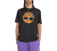 Timberland T-shirt Kennebec River con logo albero manica corta uomo nero e marrone chiaro S