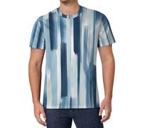 Tshirt Uomo Strisce Astratte Dipinte A Mano Manica Corta Maglietta Scollo Oversized Graffiti di Moda T Shirt Antisudore Estiva Sottogiacca Aderente Leggero T-Shirt Palestra Casual Maglie Traspirante