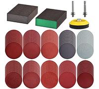 Tshya - 100 dischi abrasivi da 7,6 cm con 2 blocchi di spugna vari kit per trapano smerigliatrice utensili rotanti con gambo da 1/4", carta vetrata include 80-3000