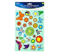 TSI 46412-5 - Stencil per pittura e disegno "Fiori e farfalle", dimensioni: 26 x 18 cm