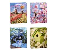 TSI 83310 Sacchetti da Regalo, 4 Motivi di Primavera, Misura 32 X 26 X 13,5 Cm, Confezione da 12 Pezzi