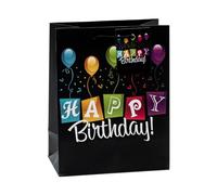 TSI 84014-6 - Sacchetti regalo Happy Birthday, confezione da 3 pezzi, misura media (altezza x larghezza x profondità) 23 x 18 x 10 cm, colore: Nero