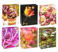 TSI Sacchetti da regalo 84315 – 4 motivi floreali, 32 x 26 x 13,5 cm – Confezione da 12 pezzi