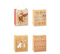 TSI 88018 - Sacchetti regalo in carta kraft, motivo natalizio, 12 pezzi, misura media (23 x 18 x 10 cm)