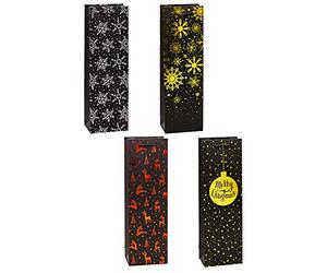 TSI 89287 - Sacchetti regalo di Natale Premium 2, confezione da 12, dimensioni: bottiglia (altezza x larghezza x profondità) 38 x 12 x 8 cm