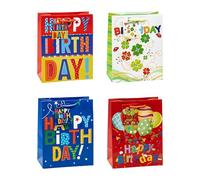 TSI Sacchetti regalo Happy Birthday, confezione da 12 pezzi, misura media (altezza x larghezza x profondità) 23 x 18 x 10 cm, art. n. 83015