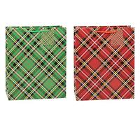 TSI 87312 - Sacchetti regalo TARTAN, confezione da 12 pezzi, grandi (altezza x larghezza x profondità) 32 x 26 x 13,5 cm
