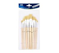 TSI Set di pennelli a setole 10 pezzi (misure 2,4,6,8,10,12,14,16,18 e 20), fusto naturale n. 49032
