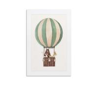 TSIDDKA Poster con mongolfiera verde, decorazione artistica da parete per soggiorno, camera da letto, stile moderno, idea regalo per amici, senza cornice, 20 x 30 cm